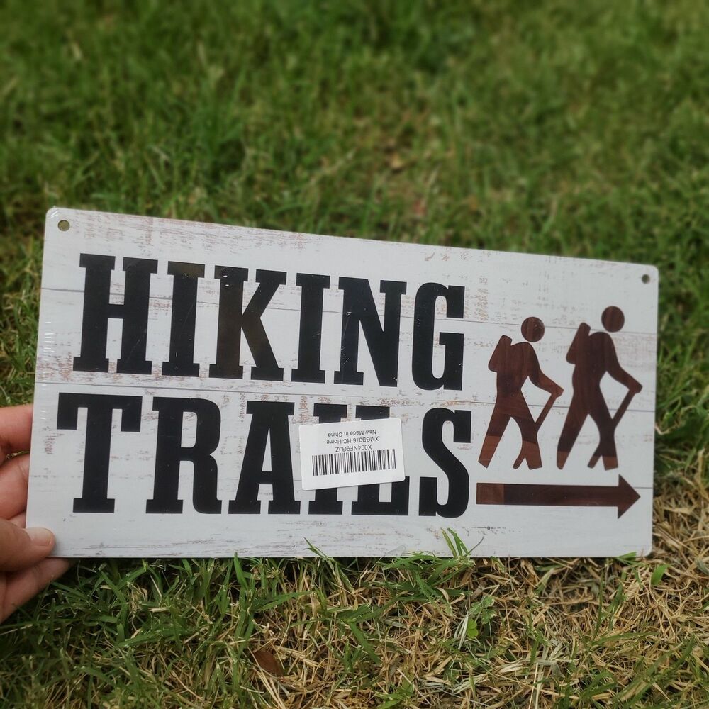 Hiking Trails Sign Funny Novelty Wooden Hanging Sign Street Sign Trailhead...